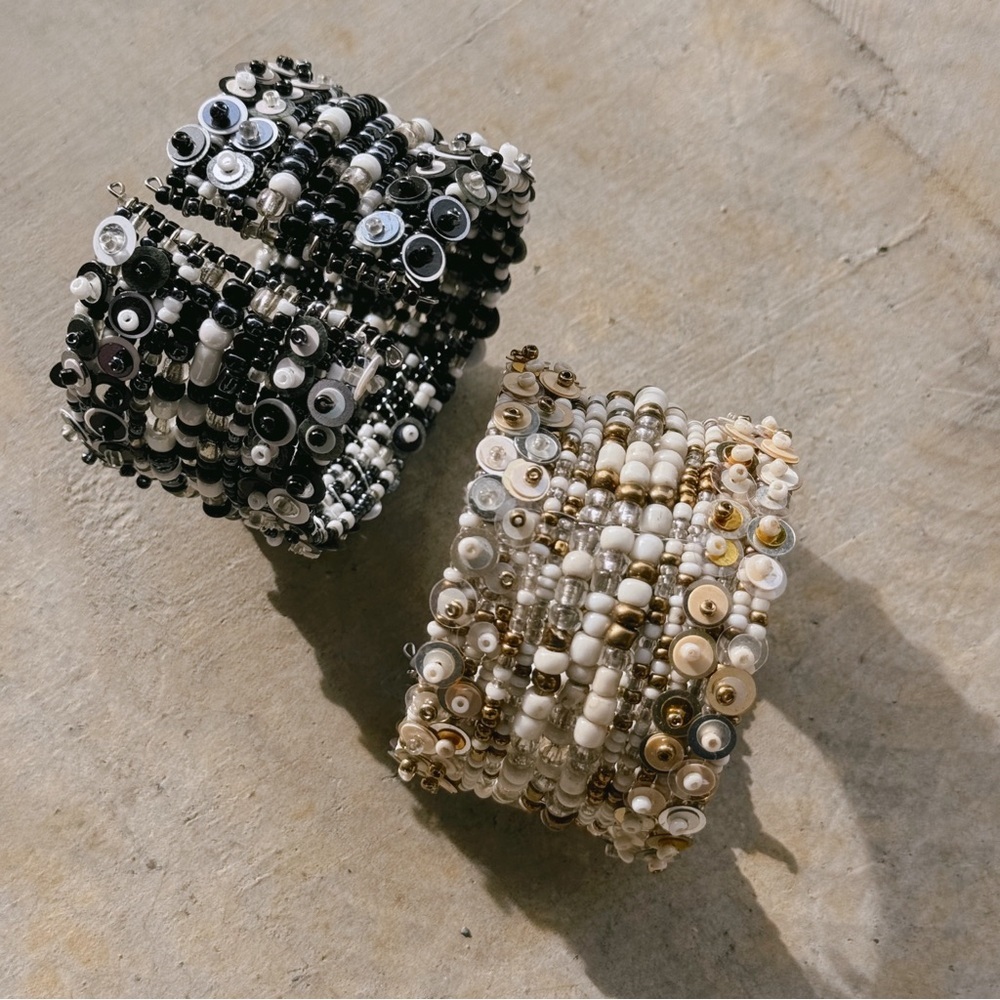 Set of 2 Handmade beaded sequin bangle bracelets